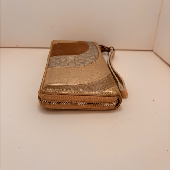 Coach Gold and Brown Wristlet Clutch - Picture 6 of 13